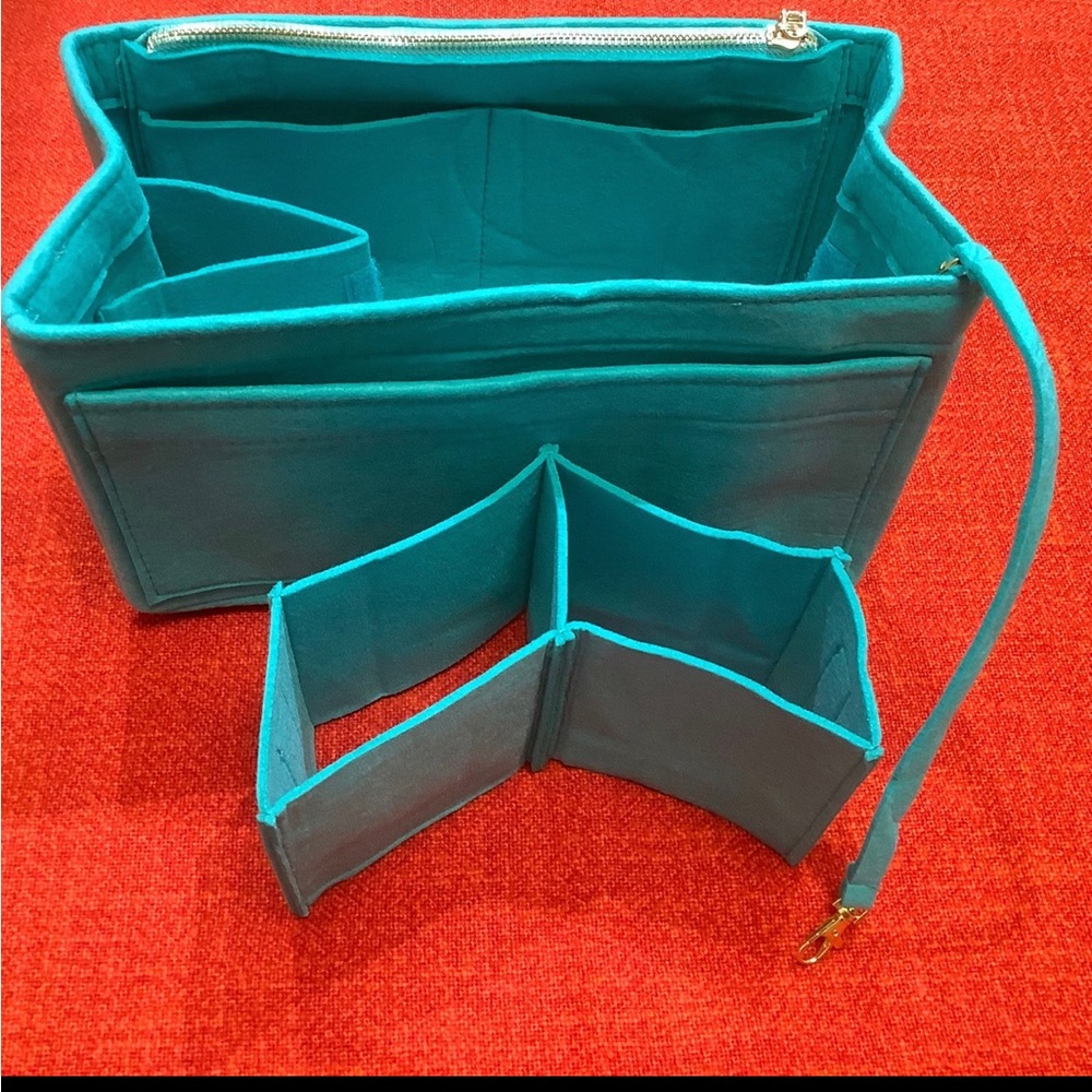 ❤️❤️Large teal/tortoise / tote Felt bag organizer ❤️ - Picture 3 of 5